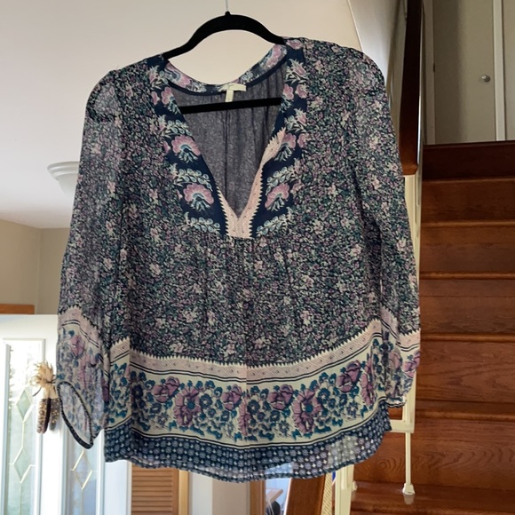 Sheer silk Joie peasant blouse - Picture 1 of 6